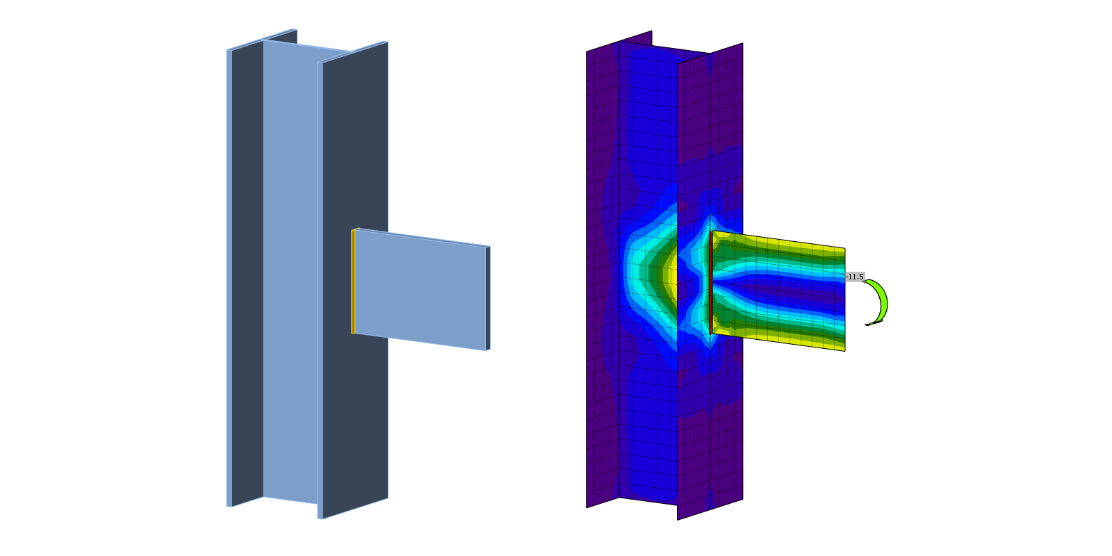 Fillet weld in fin plate joint IDEA StatiCa